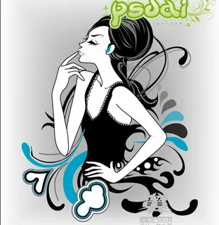 唯美卡通美女矢量图