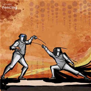 高清手绘击剑运动素材