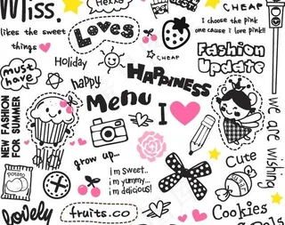 各种可爱的卡通形象和英文字母矢量素...