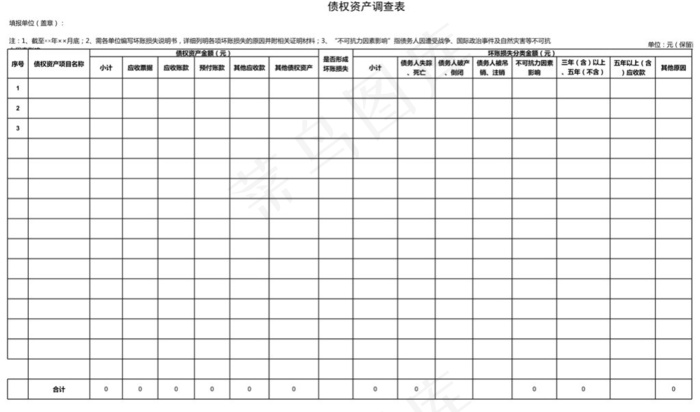 债权资产调查表