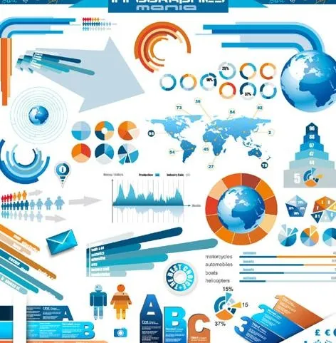缤纷色彩信息图表矢量素材eps,ai矢量模版下载
