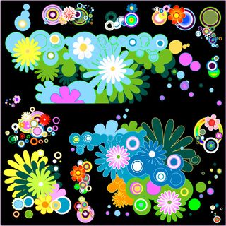 炫彩花纹花朵矢量素材