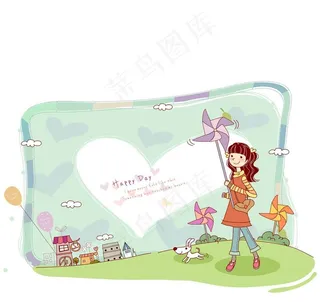 手中拿着风车的女生图片