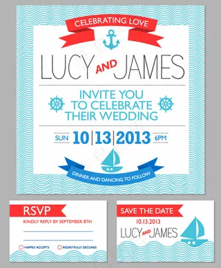 航海背景婚礼卡片模板下载