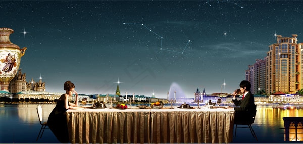 夜晚浪漫约会房地产广告(5669X2693(DPI:300))psd模版下载