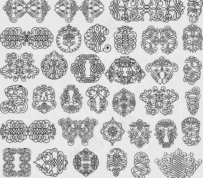 欧式华丽花纹线条图片eps,ai矢量模版下载
