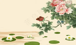 花卉国画背景图物