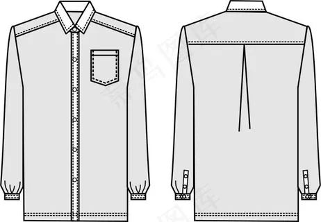 长袖男衬衣款式图
