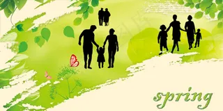 家庭剪影 春季海报 广告设计