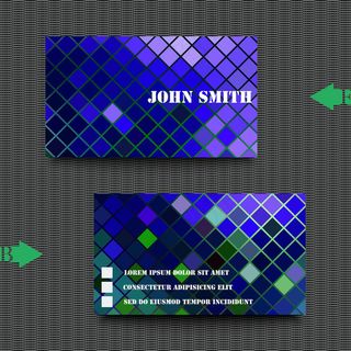 蓝色格子名片矢量素材