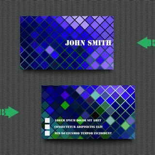蓝色格子名片矢量素材