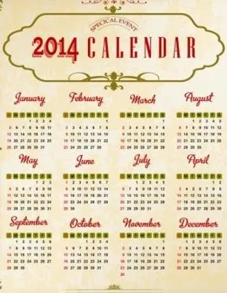 2014年份的日历矢量