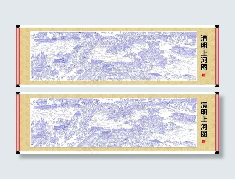 清明上河图矢量素材(210X297)cdr矢量模版下载