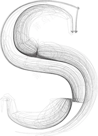 手绘插画矢量字体的字母S