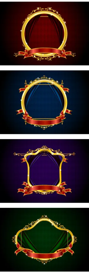 华丽金色花边边框矢量素材-12