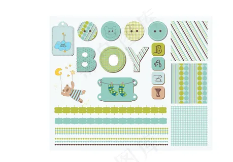 可爱卡通儿童元素矢量素材