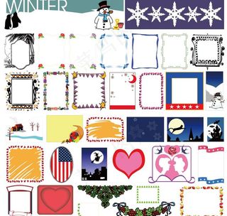 雪地圣诞花边装饰设计图片