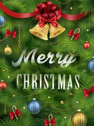 松枝蝴蝶结圣诞节背景矢量素材