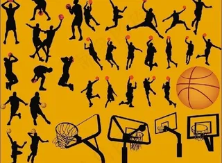 篮球运动人物剪影图片