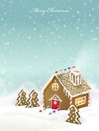 卡通圣诞姜饼屋矢量素材