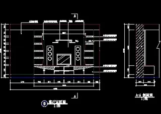 电视机背景墙cad图块10
