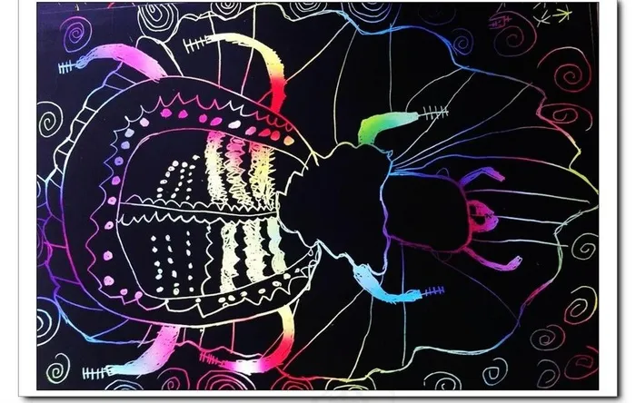 刮画昆虫 儿童画图片
