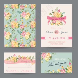 花卉背景邀请卡