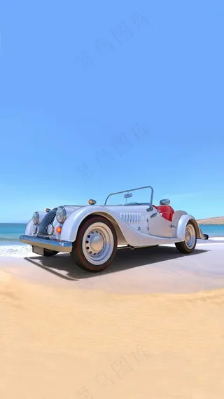沙滩上的汽车高清摄影图片