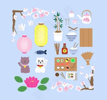 彩色日本元素图标矢量素材