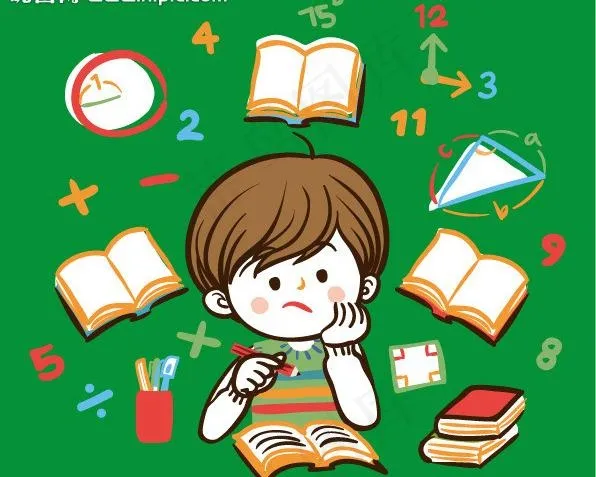 爱学习的小孩图片ai矢量模版下载