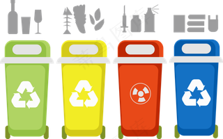 彩色垃圾箱分类