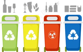彩色垃圾箱分类