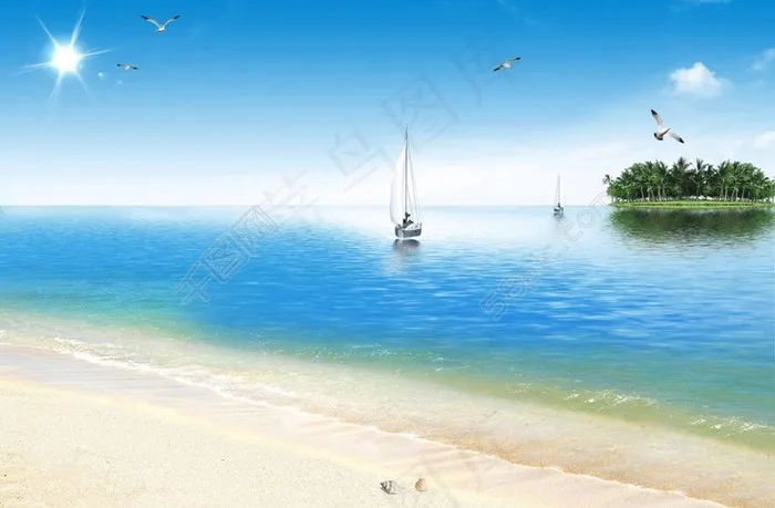 海边蓝色背景(3500X2300(DPI:300))psd模版下载