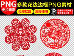 圆形花纹花边边框png图片素材