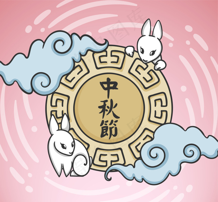 兔子和中秋节云东方背景