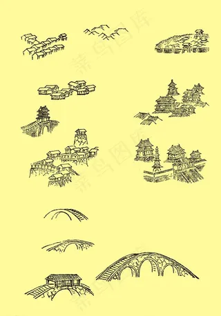 国画古建筑图片 国画古建筑图片