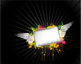 潮流墨迹翅膀公告板矢量图