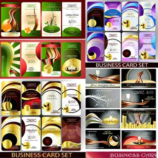 炫彩时尚动感名片卡片设计矢量素材