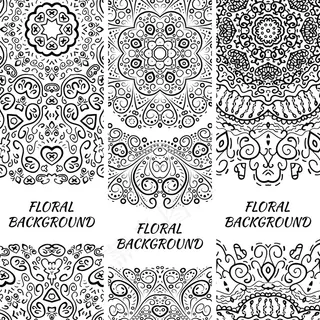 黑白简洁时尚花纹卡片矢量素材