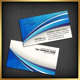 蓝色动感 IT科技名片PSD模板下...