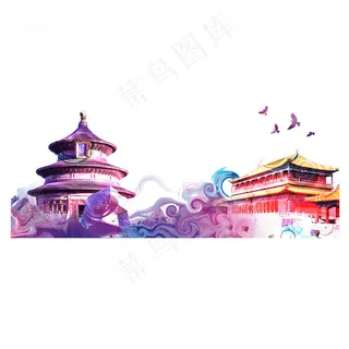 彩色*天坛剪贴风