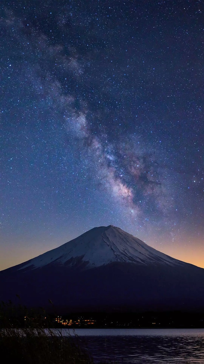 星空下的富士山高清摄影图片