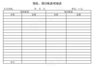 预收、预付帐款明细表