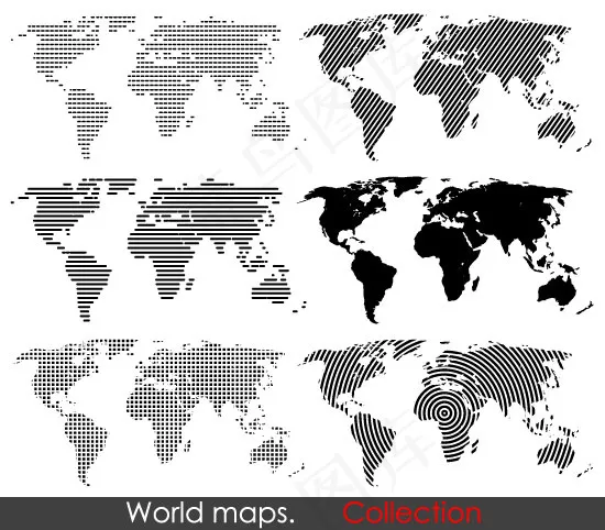 矢量世界地图大合集(210X297)ai矢量模版下载