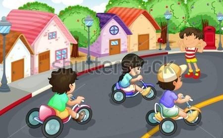 街道小孩卡通