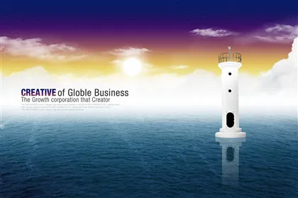 灯塔创意商务科技psd模版下载