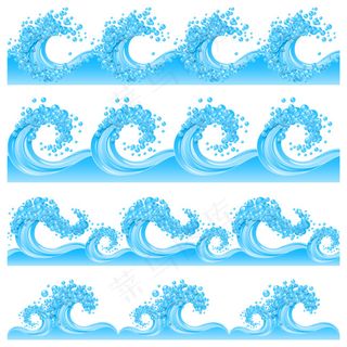 蓝色海浪设计矢量素材