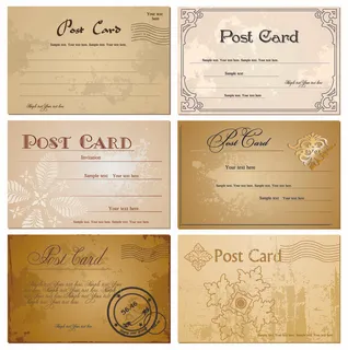 怀旧明信片02花卉矢量素材