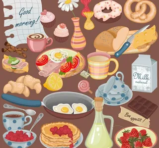 营养早餐背景矢量图片