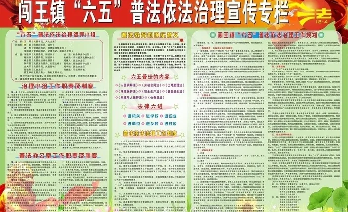 六五 普法依法治理宣传栏图片cdr矢量模版下载
